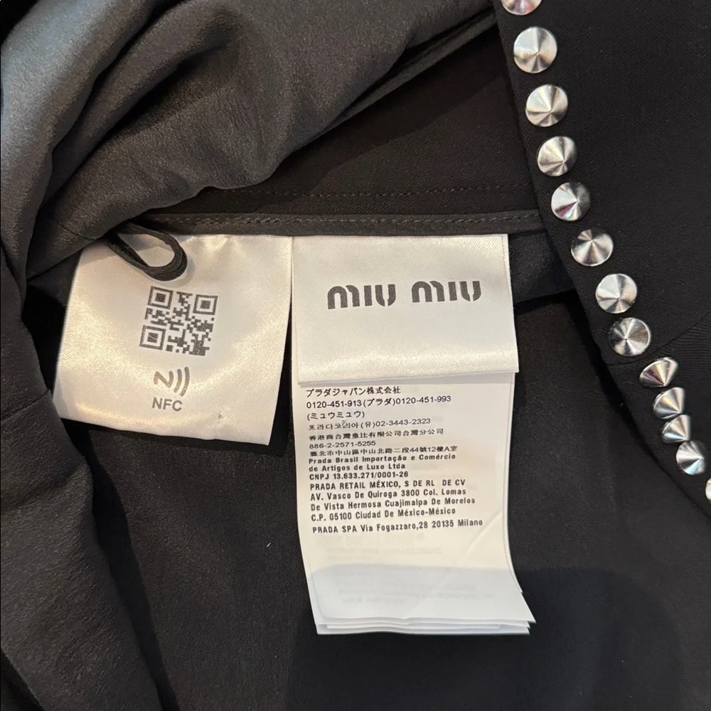 Miu Miu Black Wool Embellished Mini Skirt 36